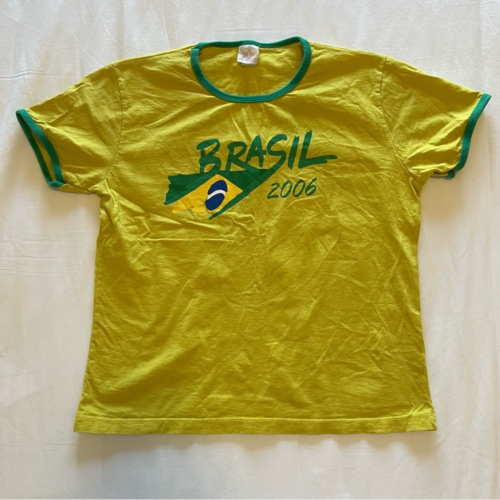 Y2K yellow and green Hits Up Brazil T-shirt